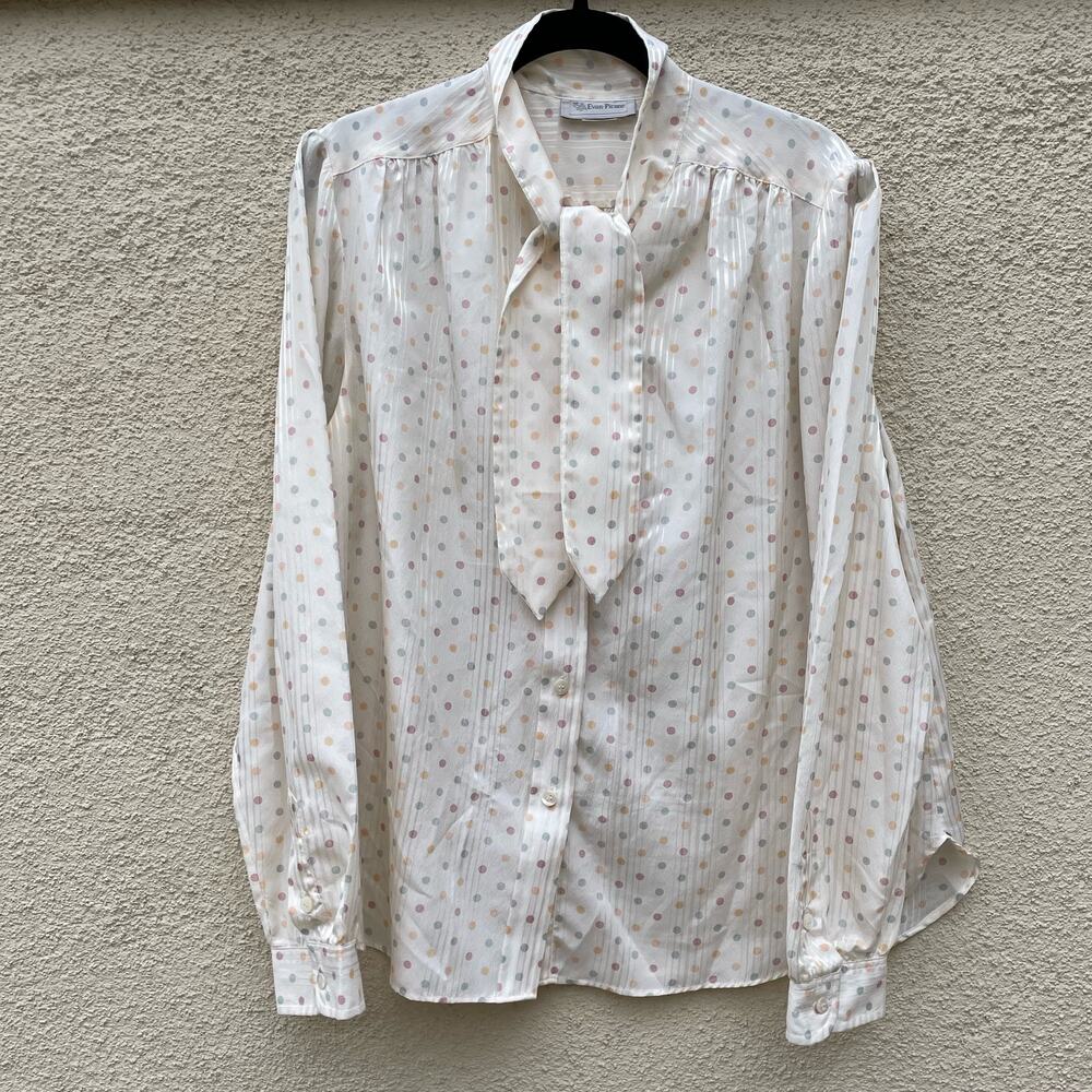 Vintage Evan Picone Polka Dot Long Sleeve Blouse 16 Union